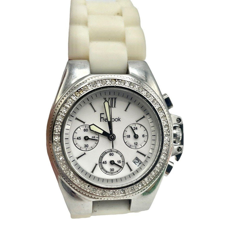 Freelook Watch Made with Crystallized Swarovski White Silicone Band